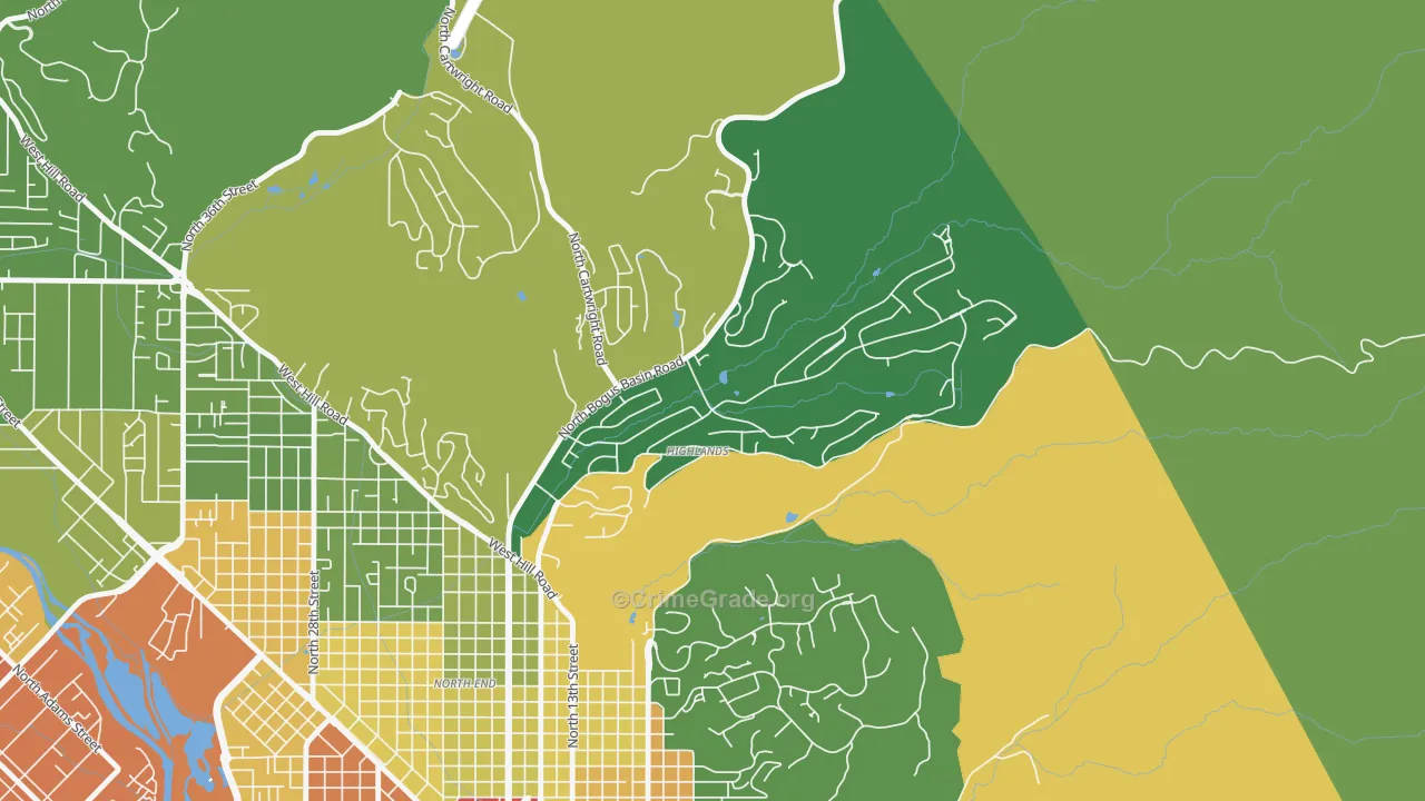 Highlands, Boise, ID Map of Drug-Related Crime Rates