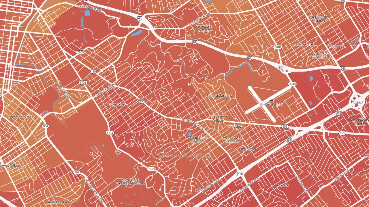 Highlands Douglass, Louisville, KY Map of Drug-Related Crime Rates