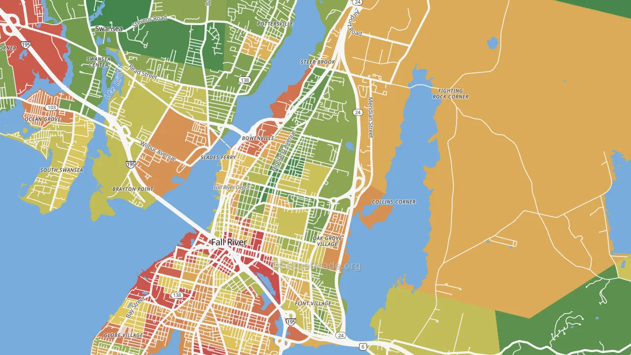 Highlands-Providence, Fall River, MA Map of Drug-Related Crime Rates