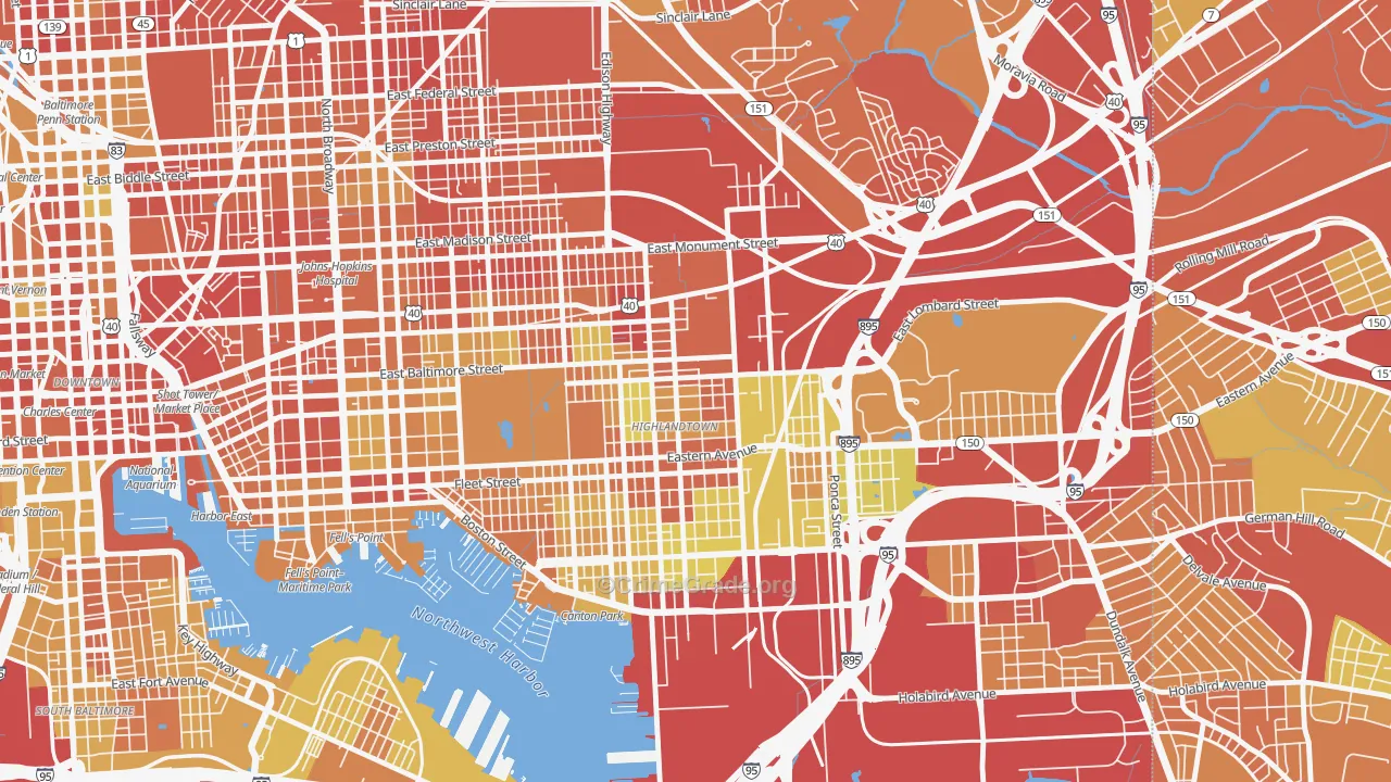 Highlandtown, Baltimore, MD Map of Drug-Related Crime Rates