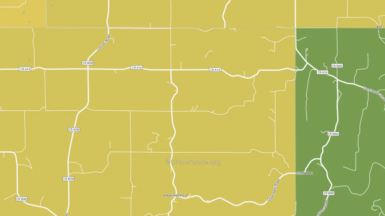 Highlandville, IA Map of Drug-Related Crime Rates