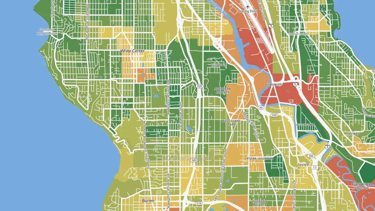 Highline, Seattle, WA Map of Drug-Related Crime Rates