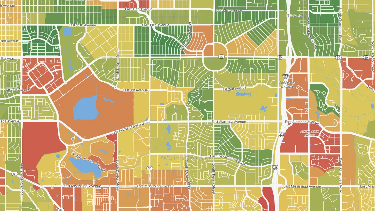 Highline Villages, Aurora, CO Map of Drug-Related Crime Rates