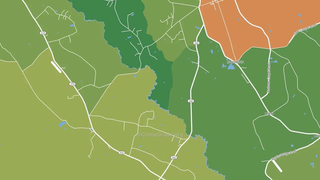 Highsmiths, NC Map of Drug-Related Crime Rates