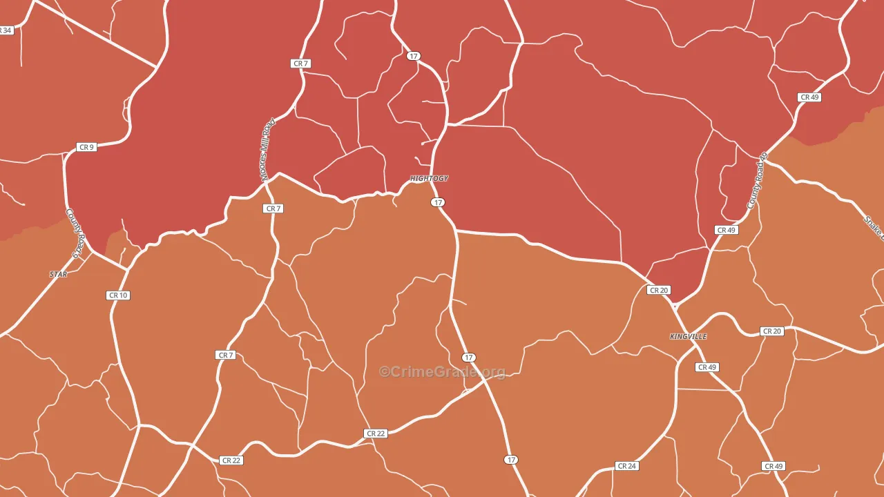 Hightogy, AL Map of Drug-Related Crime Rates