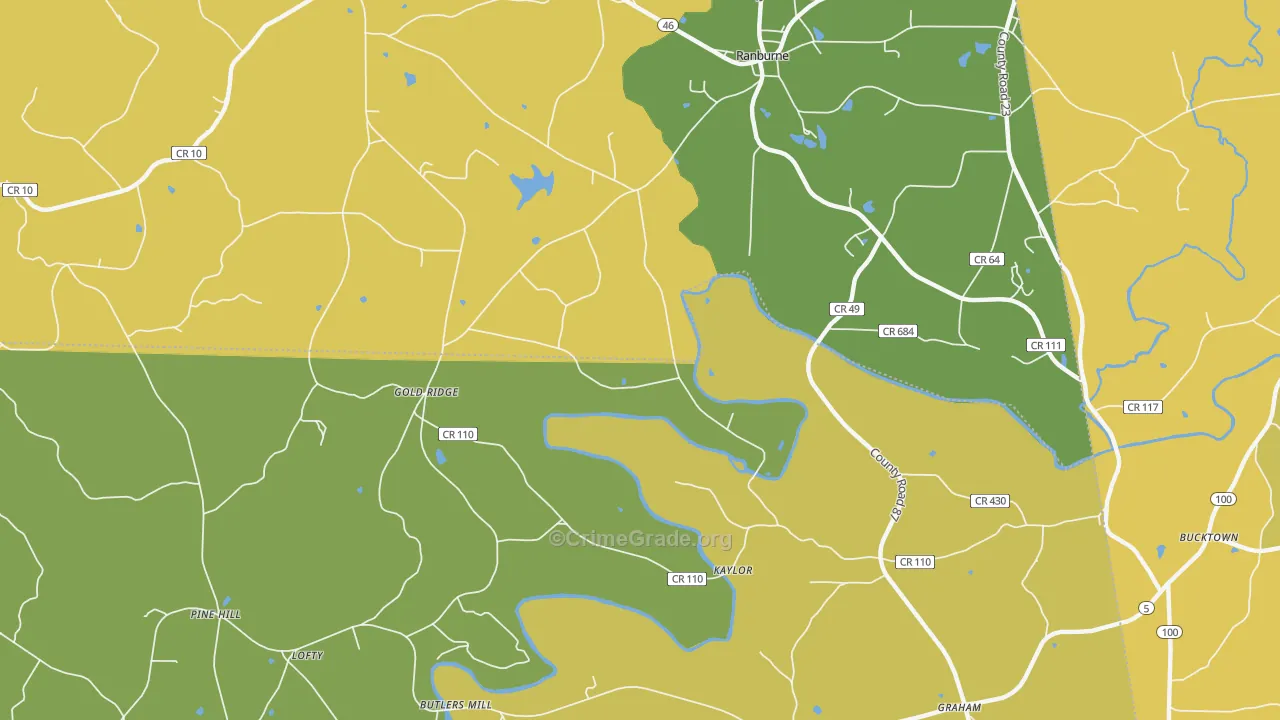 Hightower, AL Map of Drug-Related Crime Rates