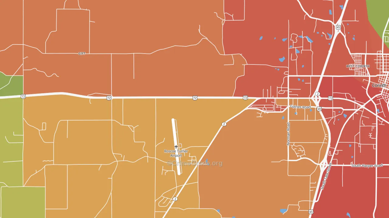 Hightown, MS Map of Drug-Related Crime Rates