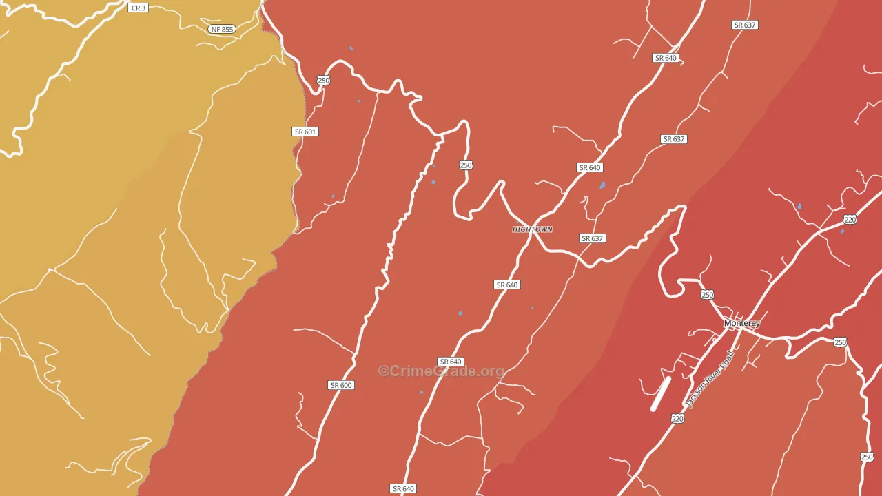 Hightown, VA Map of Drug-Related Crime Rates