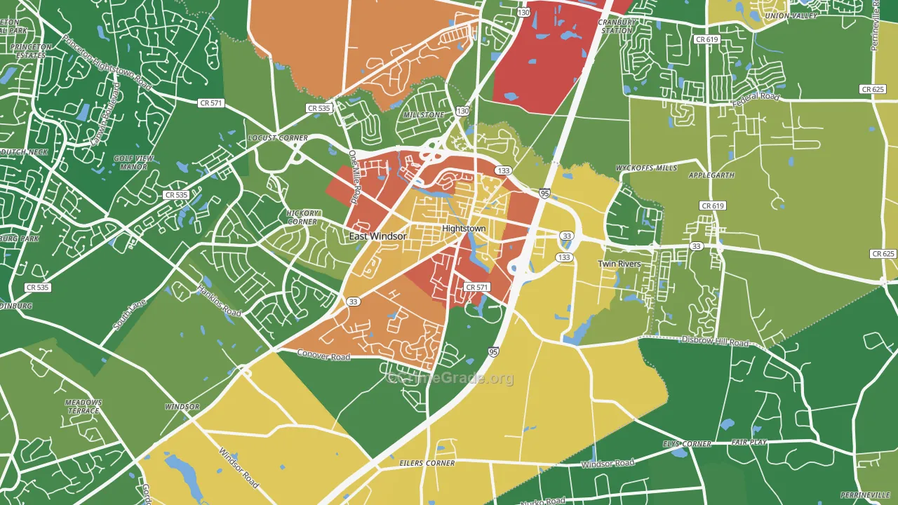 Hightstown, NJ Map of Drug-Related Crime Rates