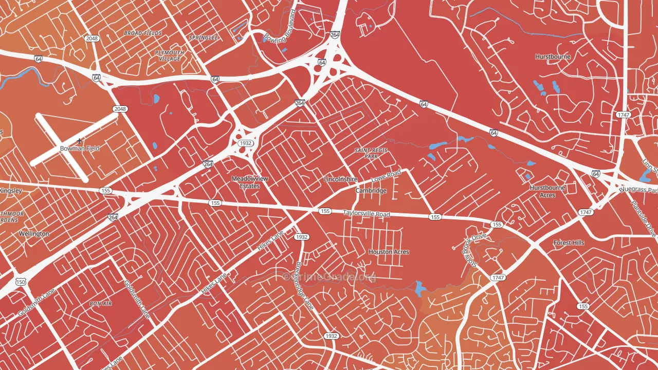 Hikes Point, Louisville, KY Map of Drug-Related Crime Rates