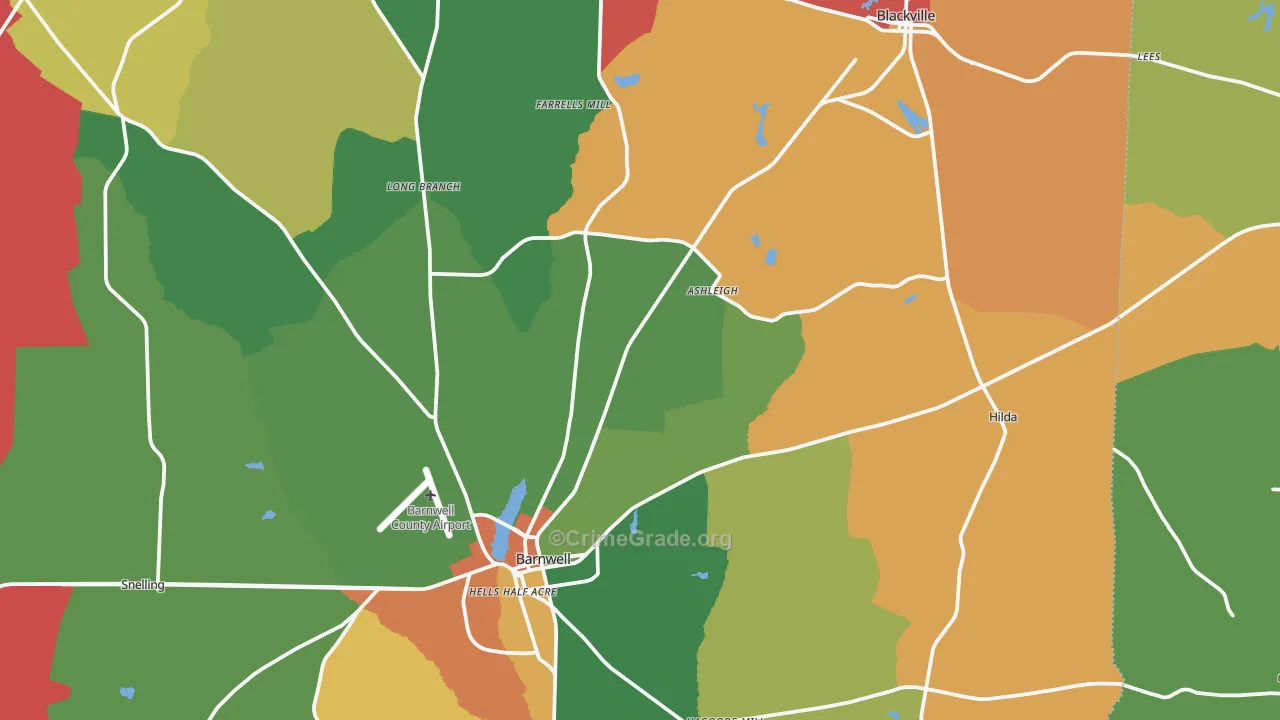 Hilda, SC Map of Drug-Related Crime Rates