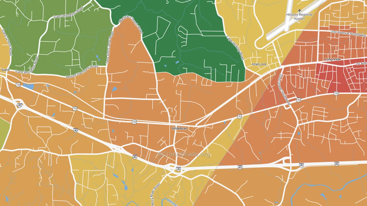 Hildebran, NC Map of Drug-Related Crime Rates