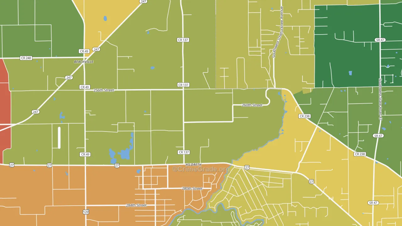 Hildreth, FL Map of Drug-Related Crime Rates