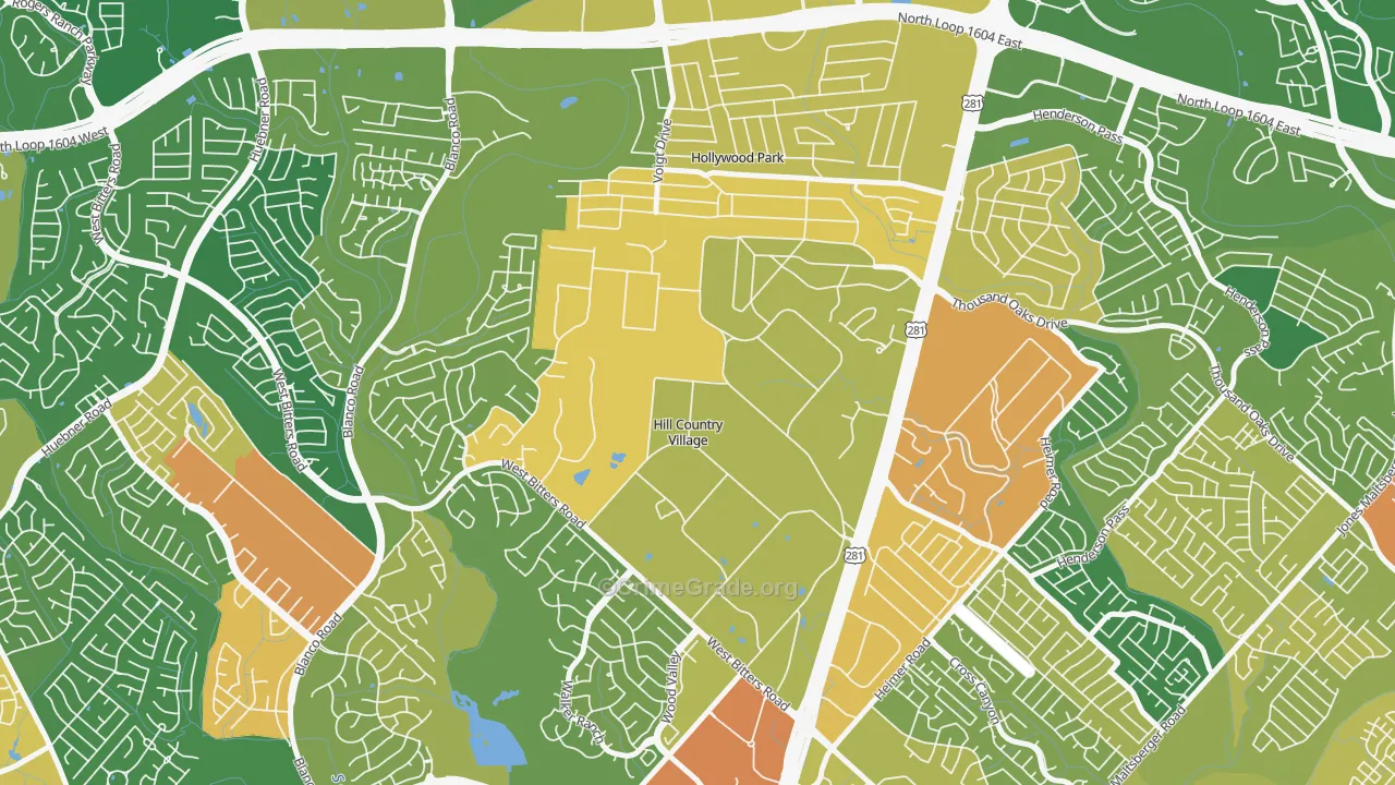 Hill Country Village, TX Map of Drug-Related Crime Rates