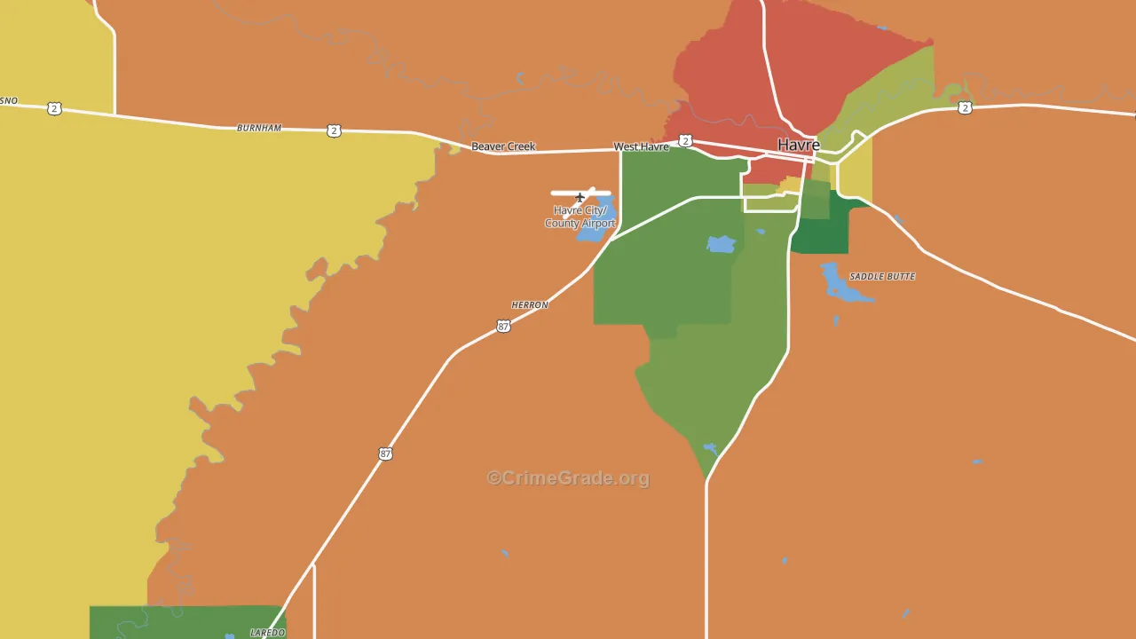 Hill County, MT Map of Drug-Related Crime Rates