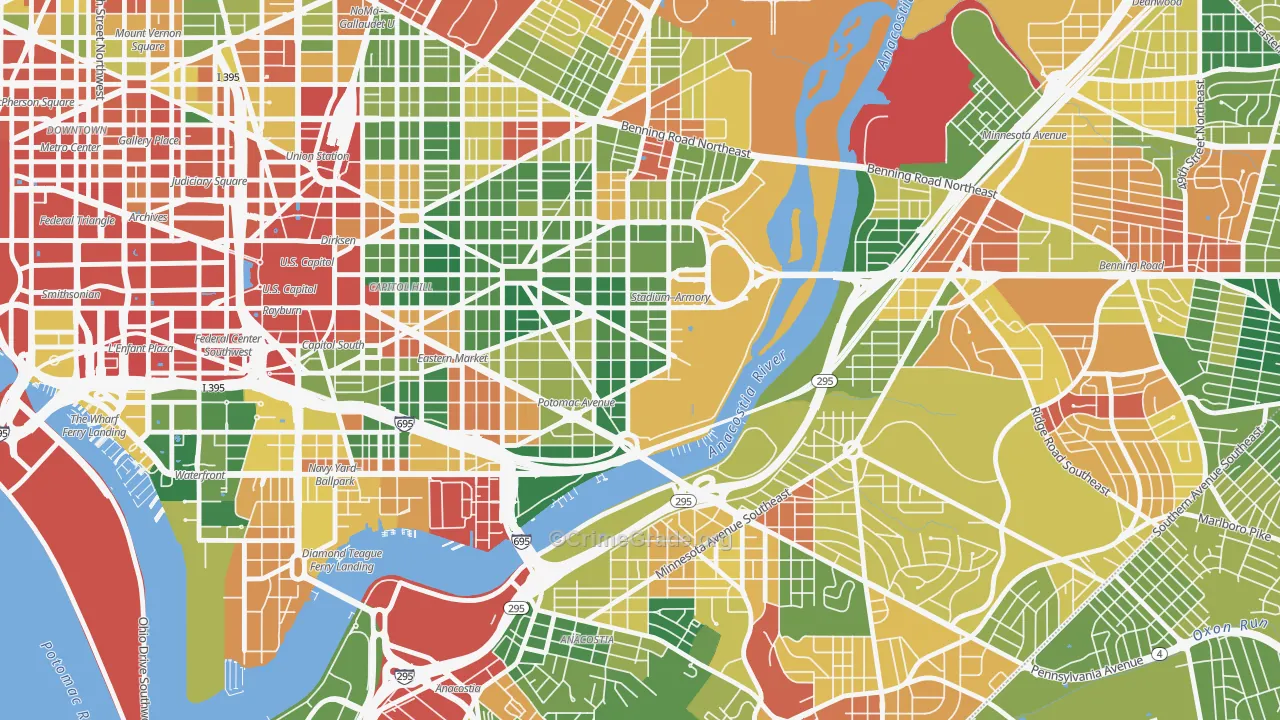 Hill East, Washington, DC Map of Drug-Related Crime Rates