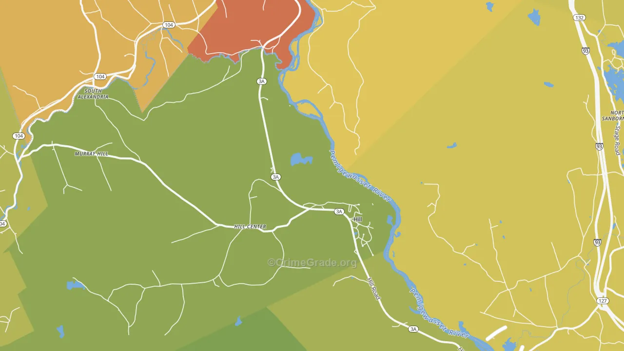 Hill, NH Map of Drug-Related Crime Rates