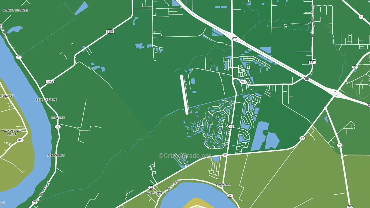 Hillaryville, LA Map of Drug-Related Crime Rates