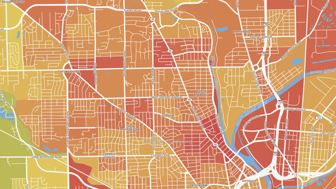 Hillcrest, Dayton, OH Map of Drug-Related Crime Rates