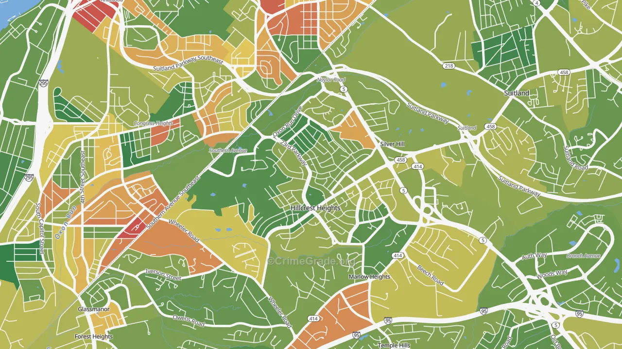 Hillcrest Heights, MD Map of Drug-Related Crime Rates