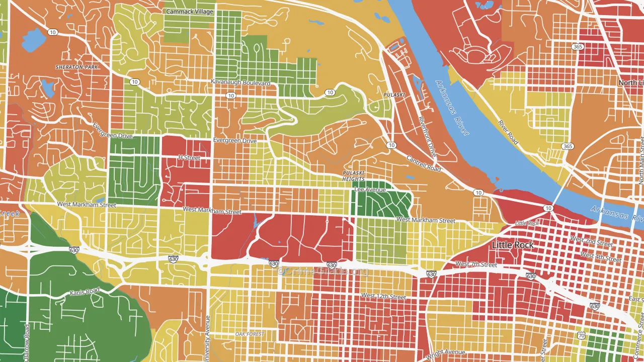 Hillcrest, Little Rock, AR Map of Drug-Related Crime Rates