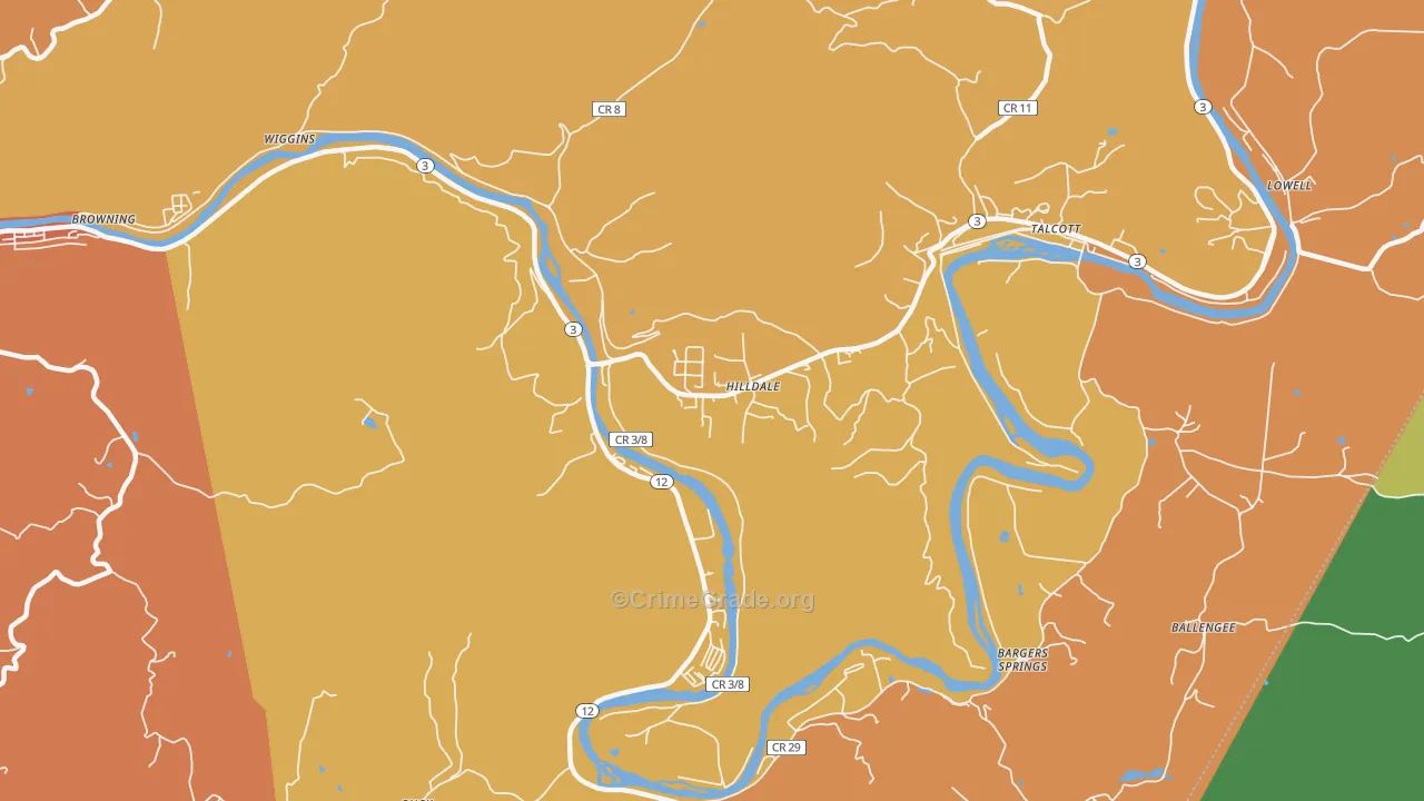 Hilldale, WV Map of Drug-Related Crime Rates