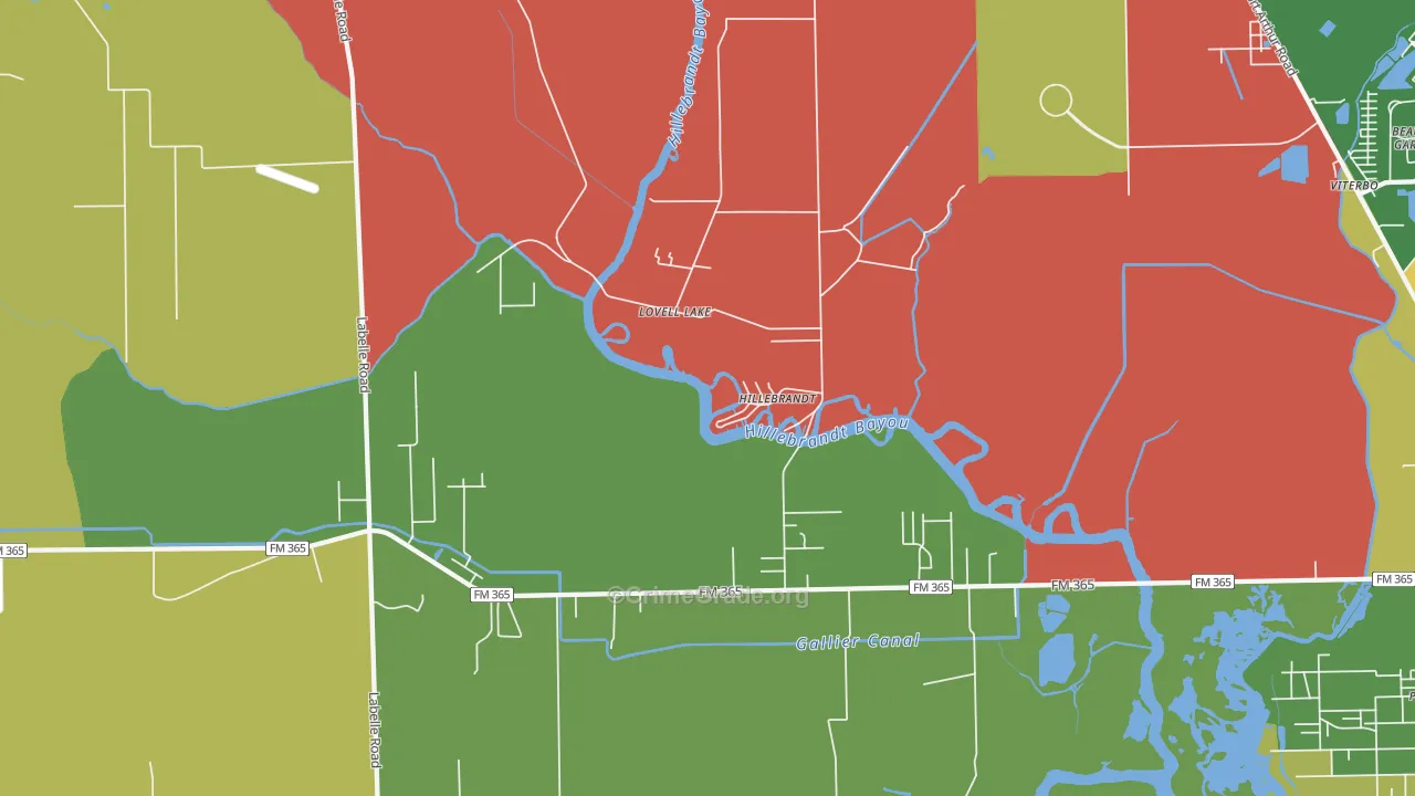 Hillebrandt, TX Map of Drug-Related Crime Rates