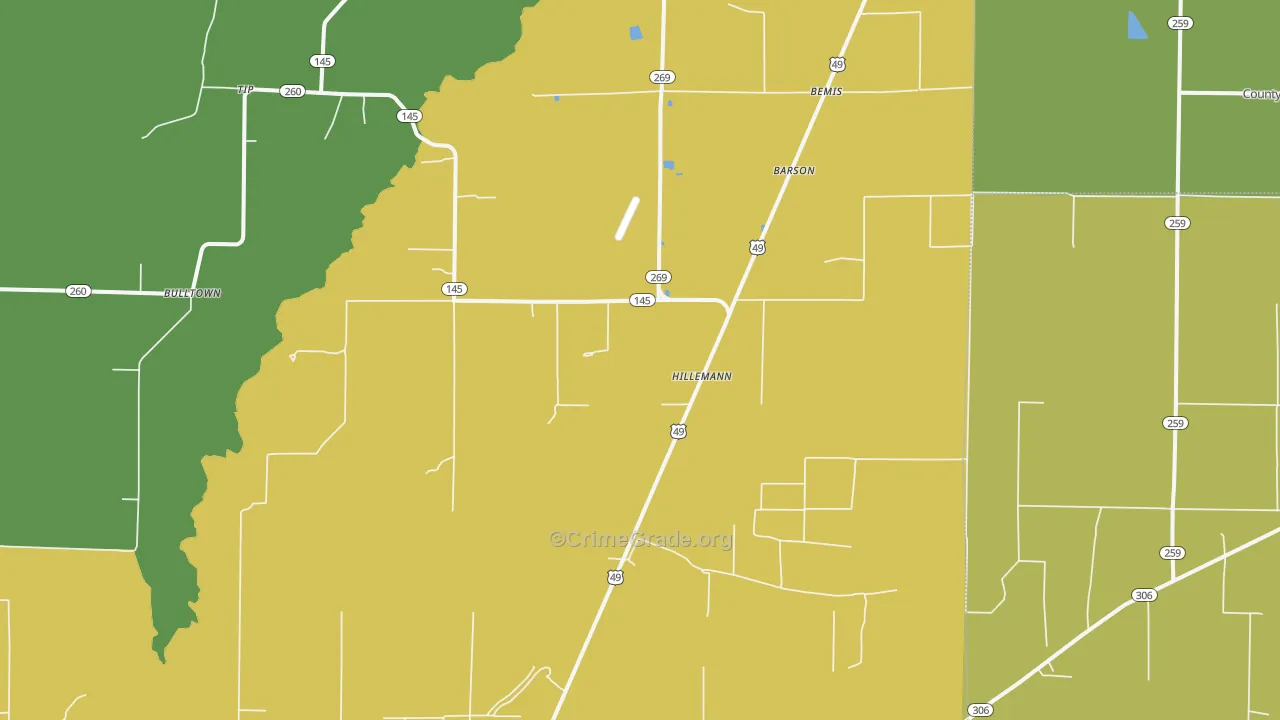 Hillemann, AR Map of Drug-Related Crime Rates