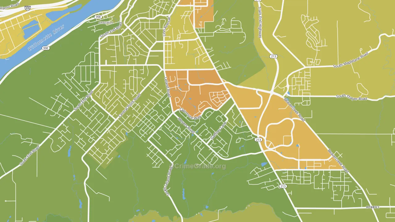 Hillendale, Oregon City, OR Map of Drug-Related Crime Rates