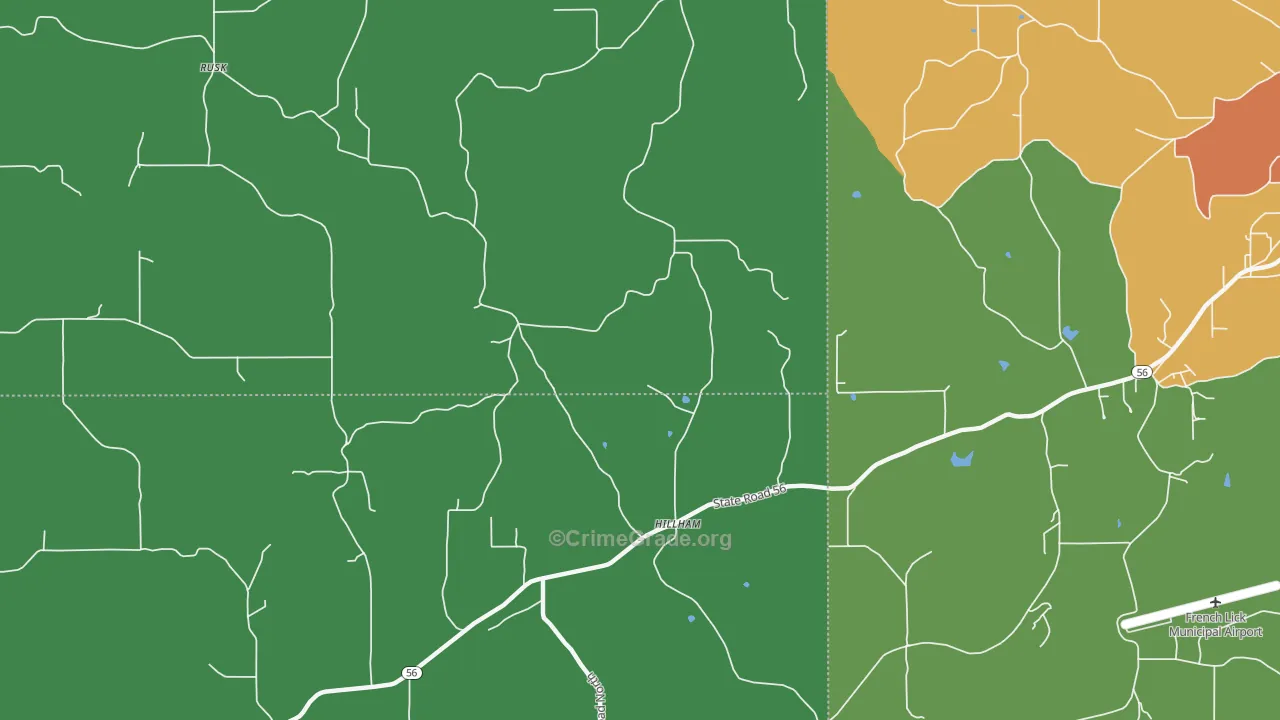 Hillham, IN Map of Drug-Related Crime Rates