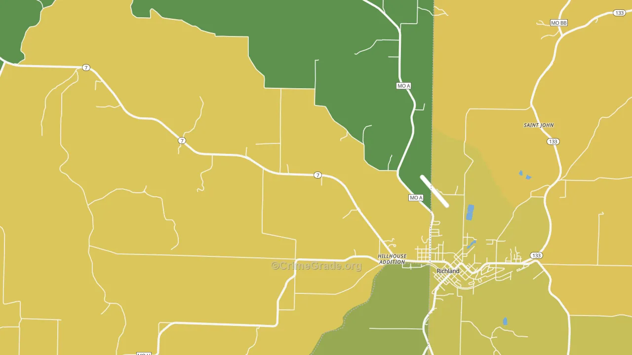 Hillhouse Addition, MO Map of Drug-Related Crime Rates