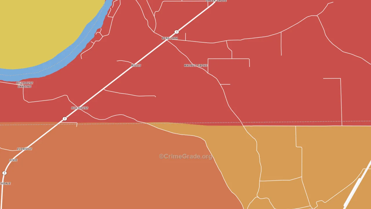 Hillhouse, MS Map of Drug-Related Crime Rates