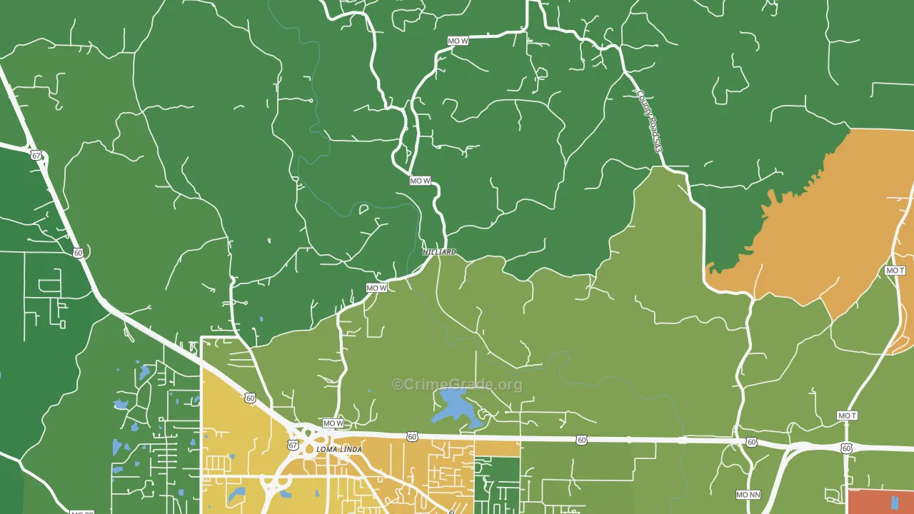 Hilliard, MO Map of Drug-Related Crime Rates