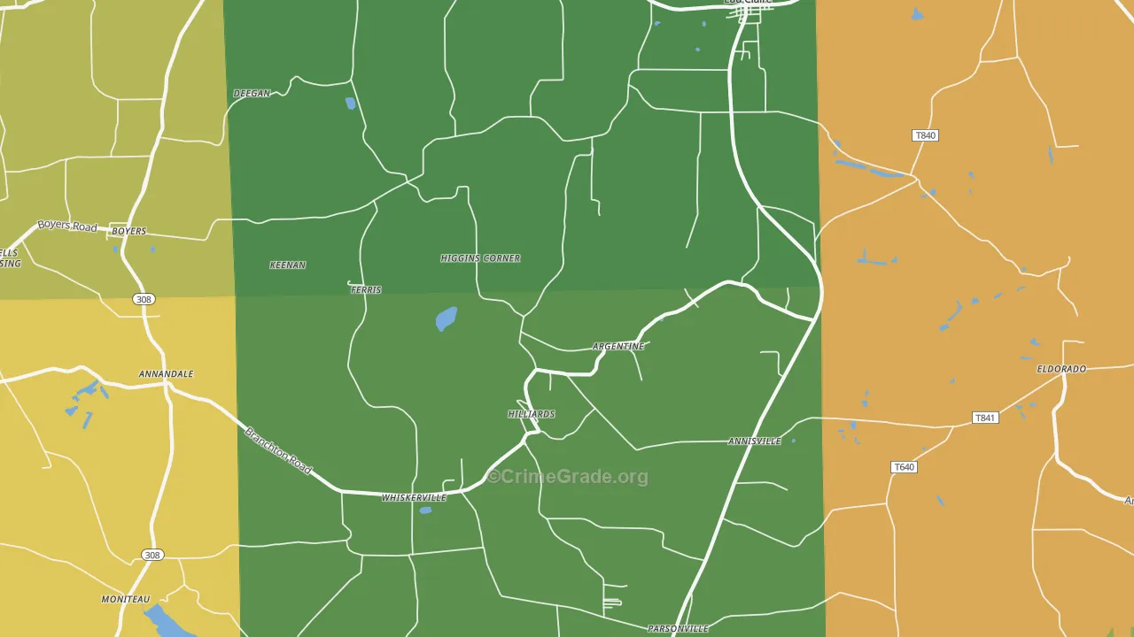 Hilliards, PA Map of Drug-Related Crime Rates