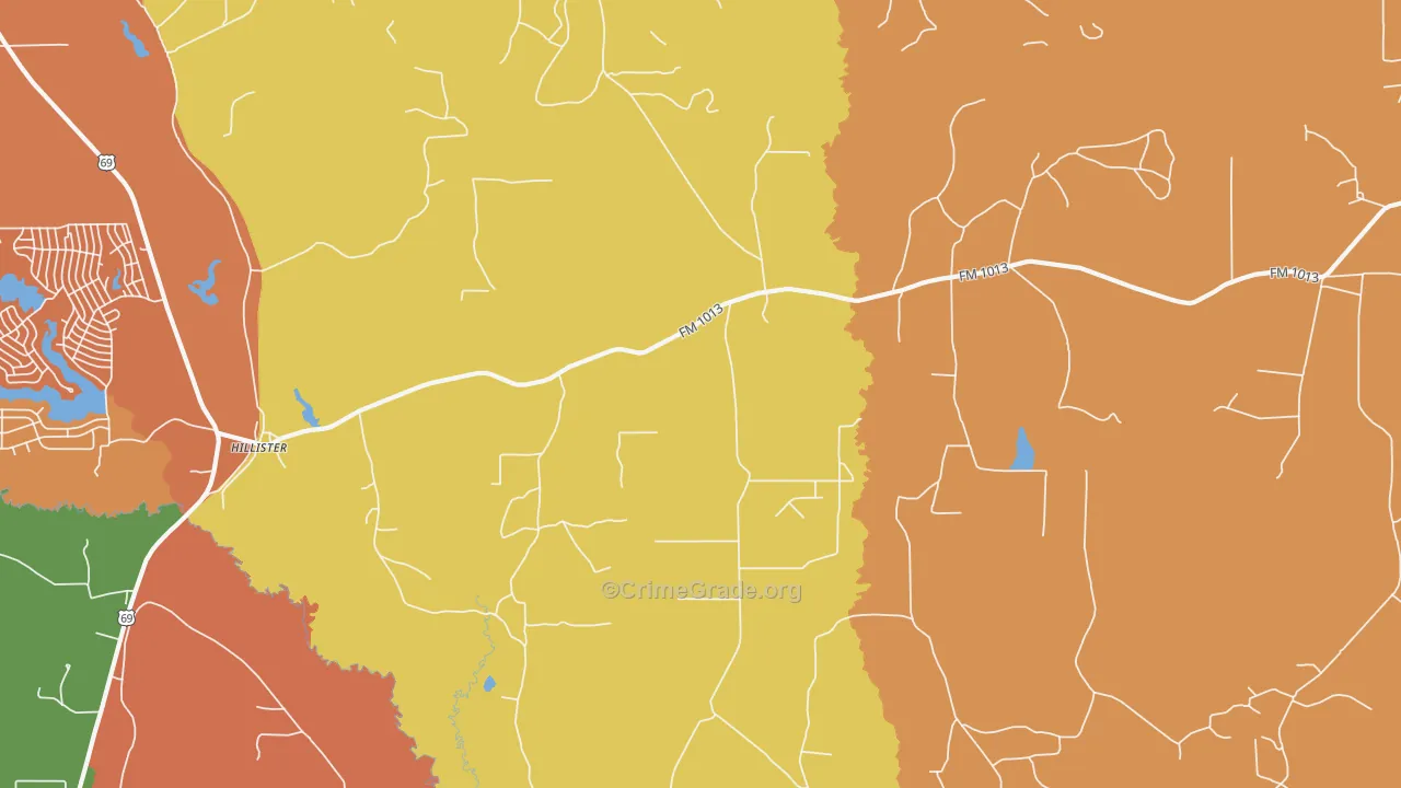 Hillister, TX Map of Drug-Related Crime Rates