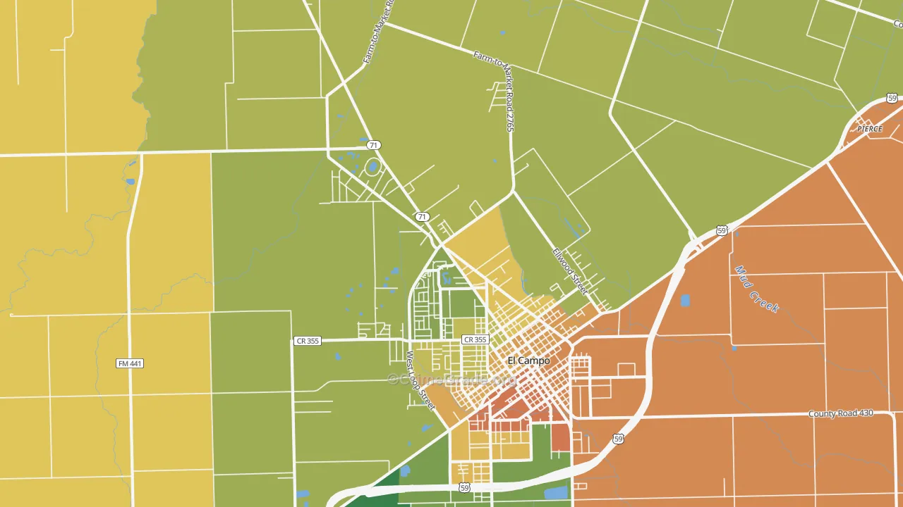 Hillje, TX Map of Drug-Related Crime Rates