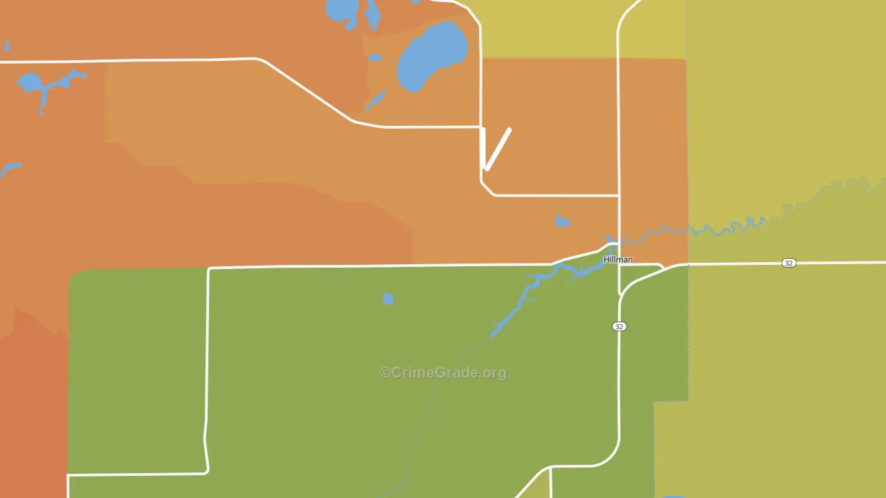 Hillman, MI Map of Drug-Related Crime Rates
