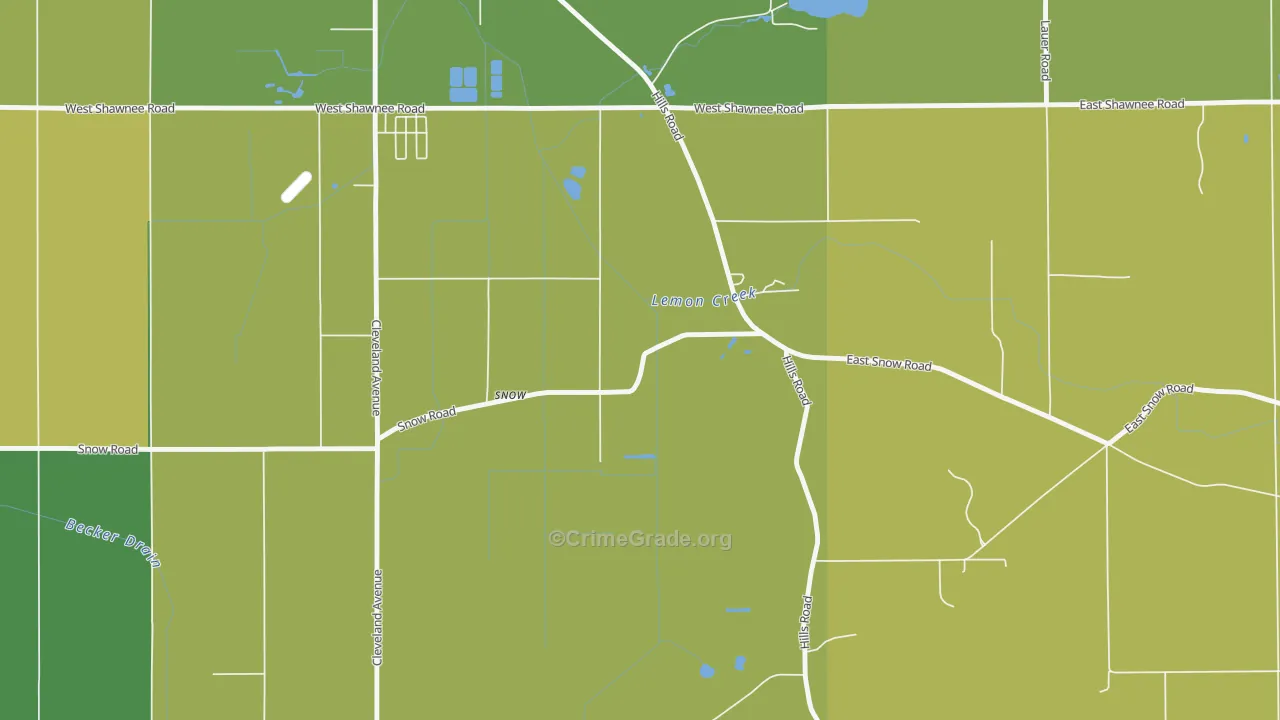 Hills Corners, MI Map of Drug-Related Crime Rates