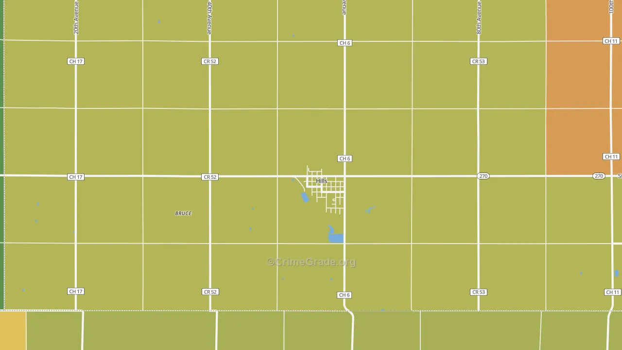 Hills, MN Map of Drug-Related Crime Rates