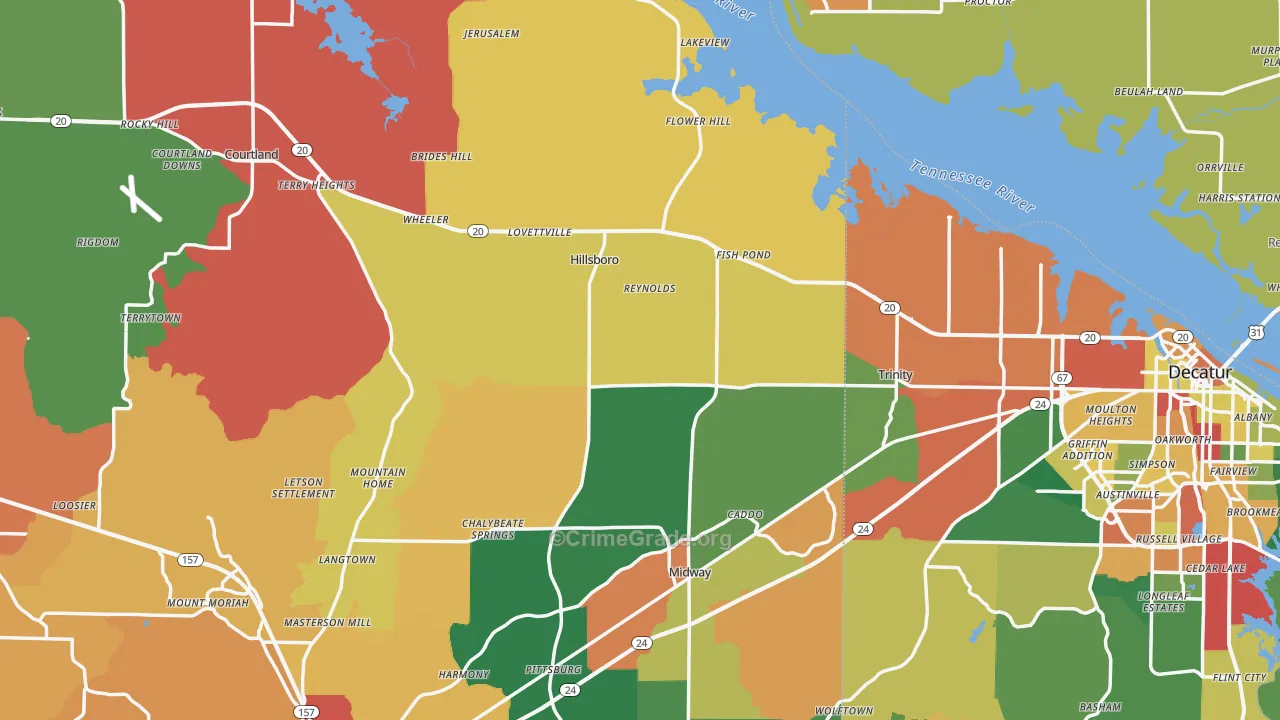 Hillsboro, AL Map of Drug-Related Crime Rates
