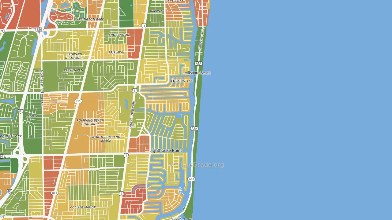 Hillsboro Beach, FL Map of Drug-Related Crime Rates
