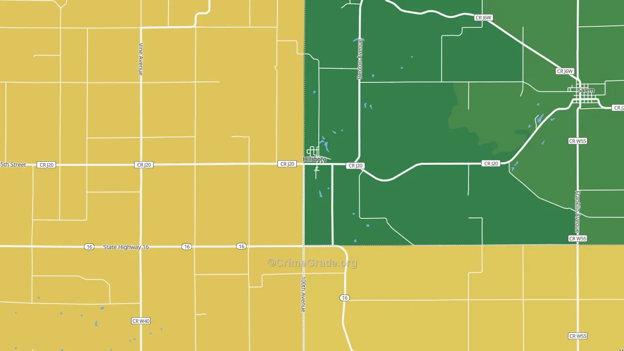 Hillsboro, IA Map of Drug-Related Crime Rates