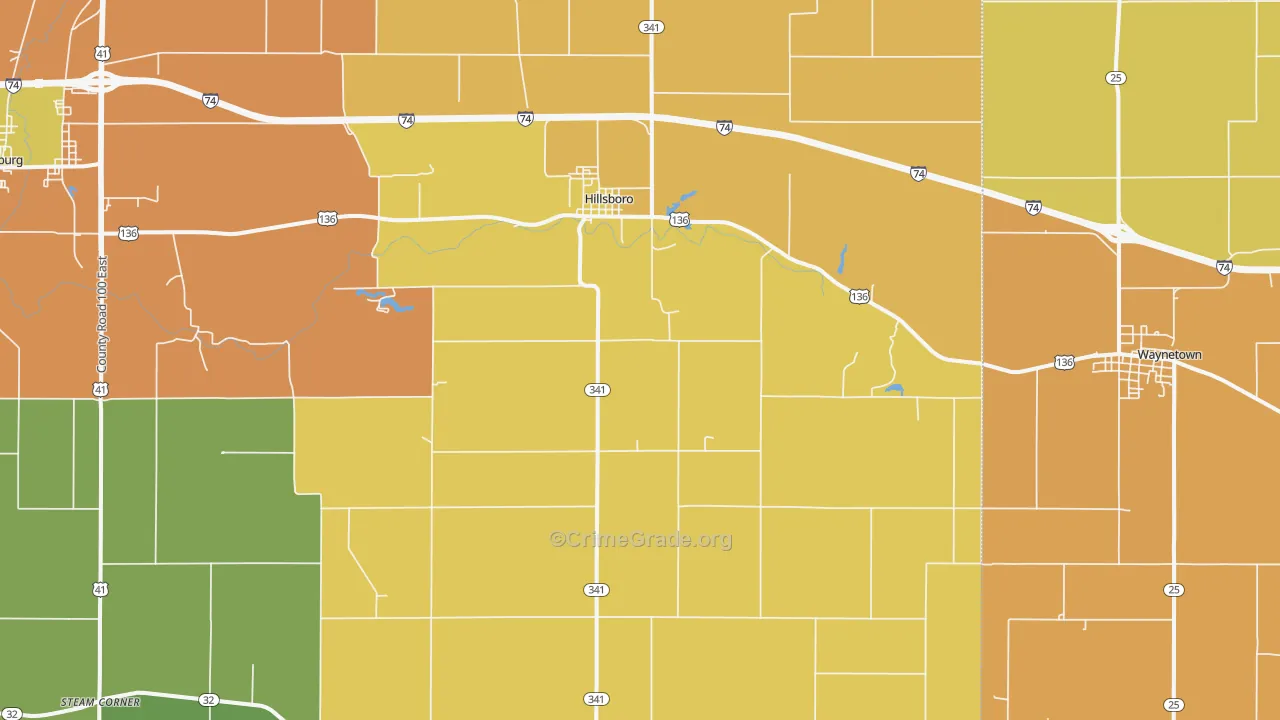Hillsboro, IN Map of Drug-Related Crime Rates