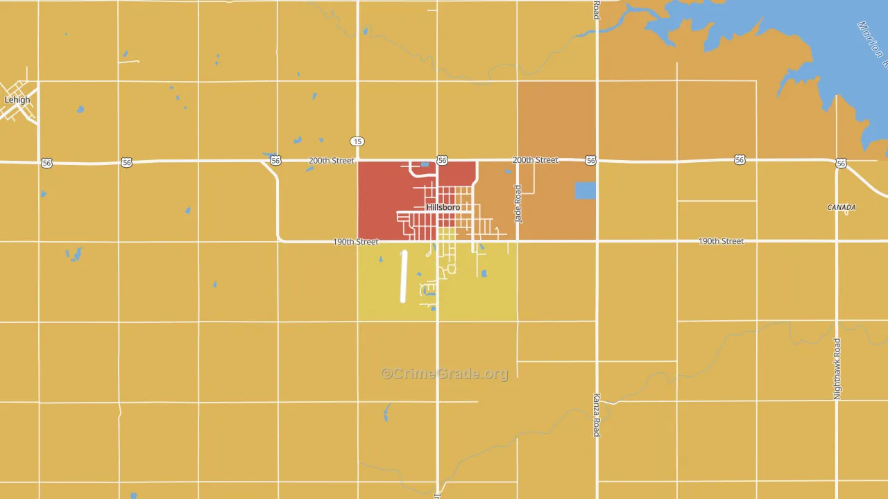Hillsboro, KS Map of Drug-Related Crime Rates