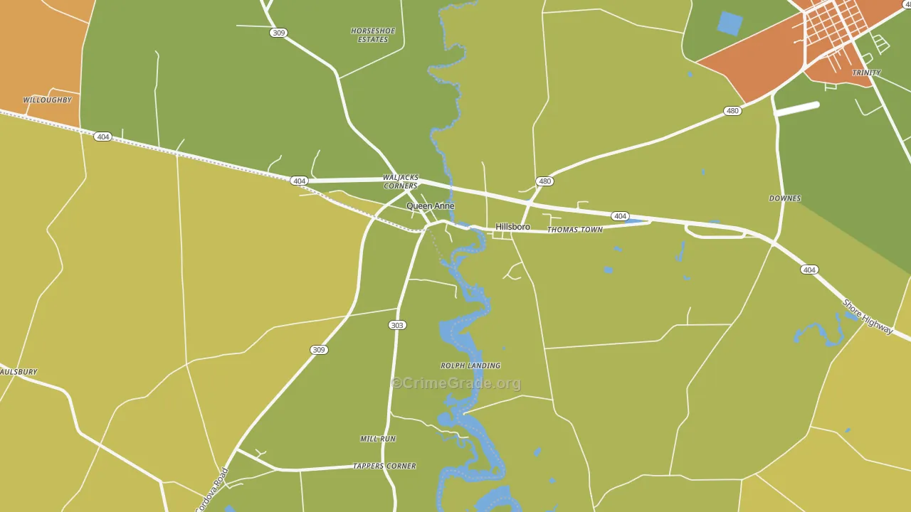 Hillsboro, MD Map of Drug-Related Crime Rates