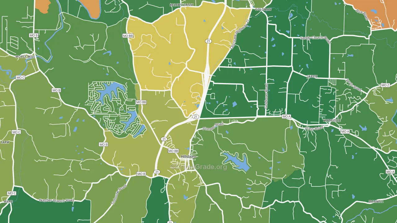 Hillsboro, MO Map of Drug-Related Crime Rates