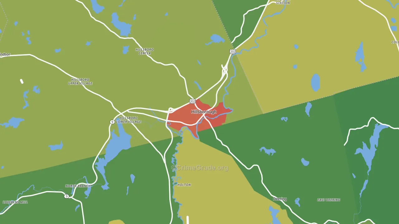 Hillsboro, NH Map of Drug-Related Crime Rates