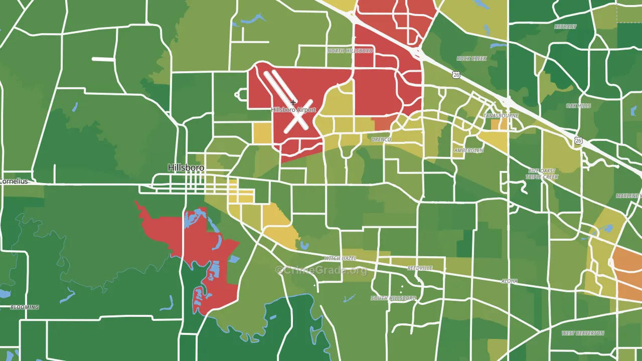 Hillsboro, OR Map of Drug-Related Crime Rates