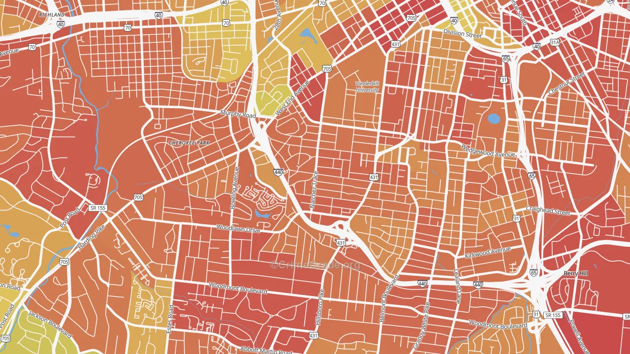 Hillsboro West End, Nashville, TN Map of Drug-Related Crime Rates