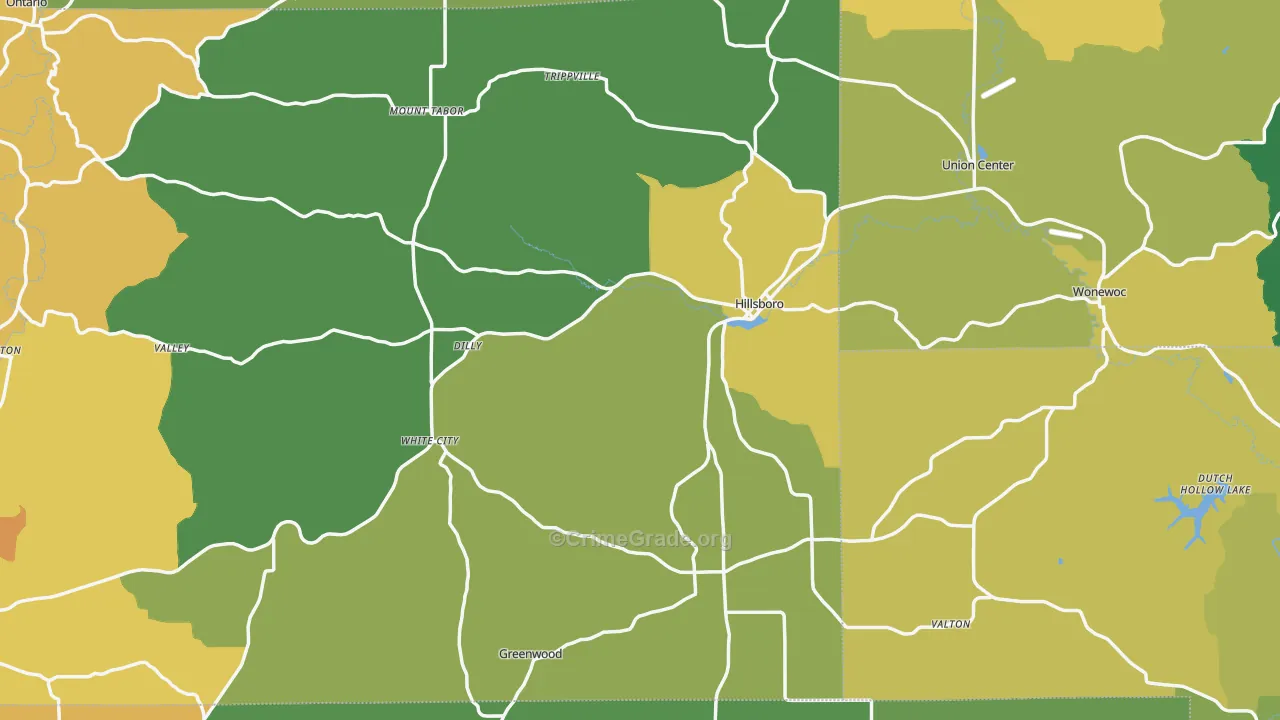 Hillsboro, WI Map of Drug-Related Crime Rates